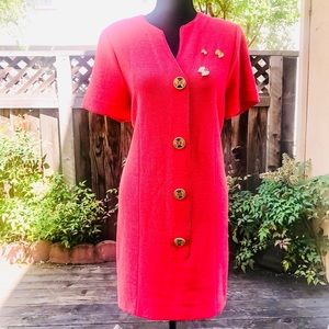 Vintage Steve Fabrikant Coral Knit Dress
